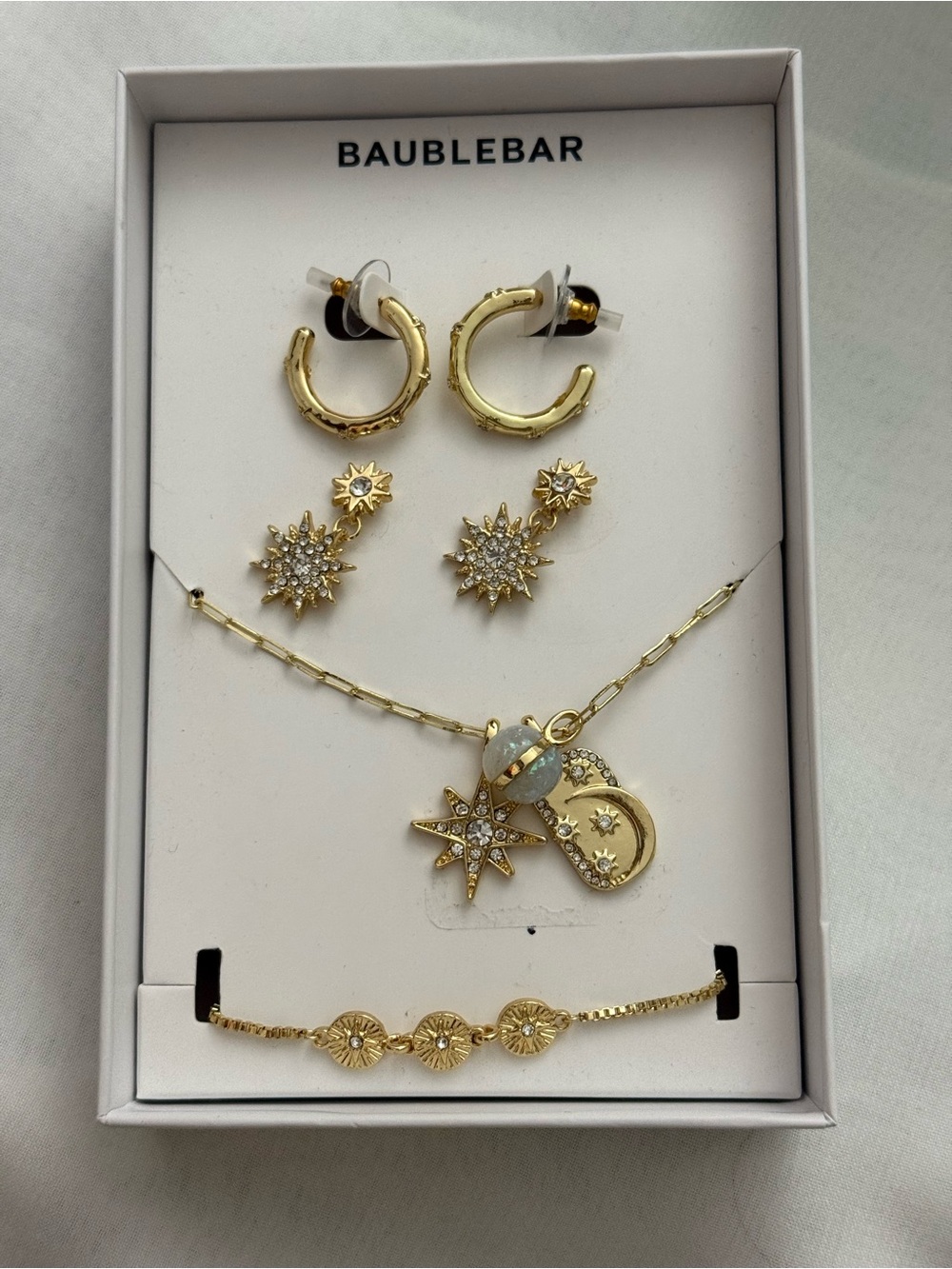BaubleBar Gold Celestial Charm Necklace & Earring Set